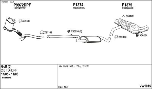 Fenno VW1015 Exhaust system VW1015