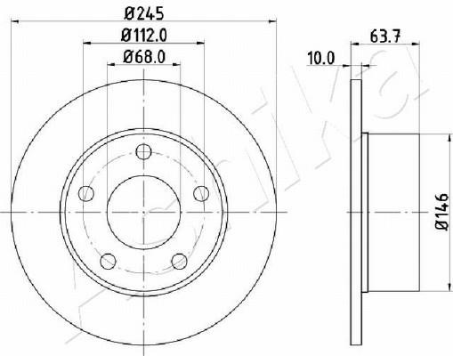 Ashika 61-00-0912 Rear brake disc, non-ventilated 61000912