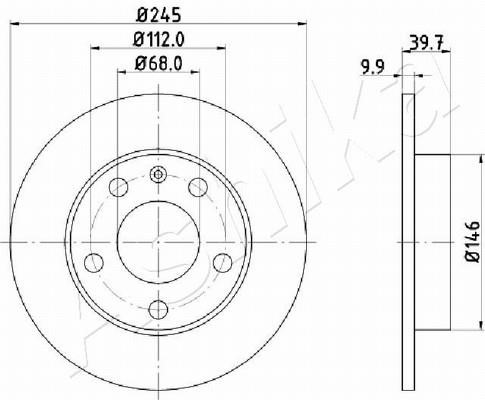 Ashika 61-00-0929 Rear brake disc, non-ventilated 61000929