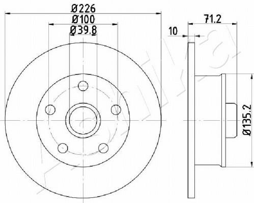 Ashika 61-00-0923 Rear brake disc, non-ventilated 61000923