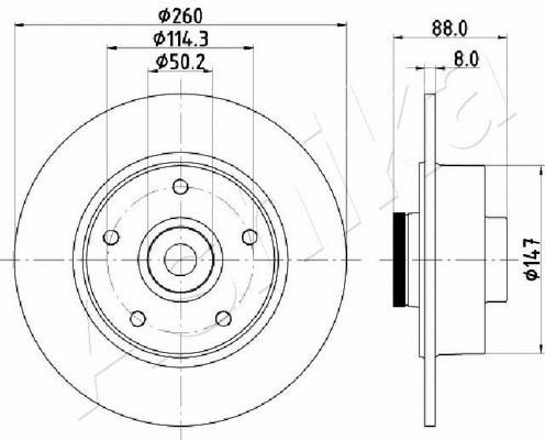 Ashika 61-00-0713 Rear brake disc, non-ventilated 61000713