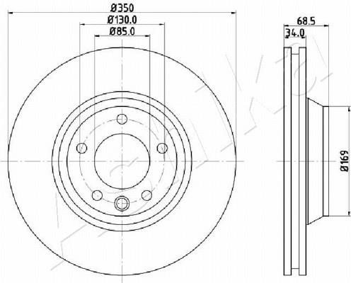 Ashika 60-00-0931 Front brake disc ventilated 60000931
