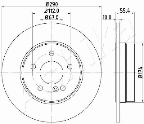 Ashika 61-00-0507 Rear brake disc, non-ventilated 61000507