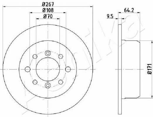 Ashika 61-00-0235C Rear brake disc, non-ventilated 61000235C