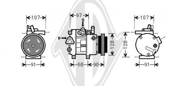 Diederichs DCK1638 Compressor, air conditioning DCK1638
