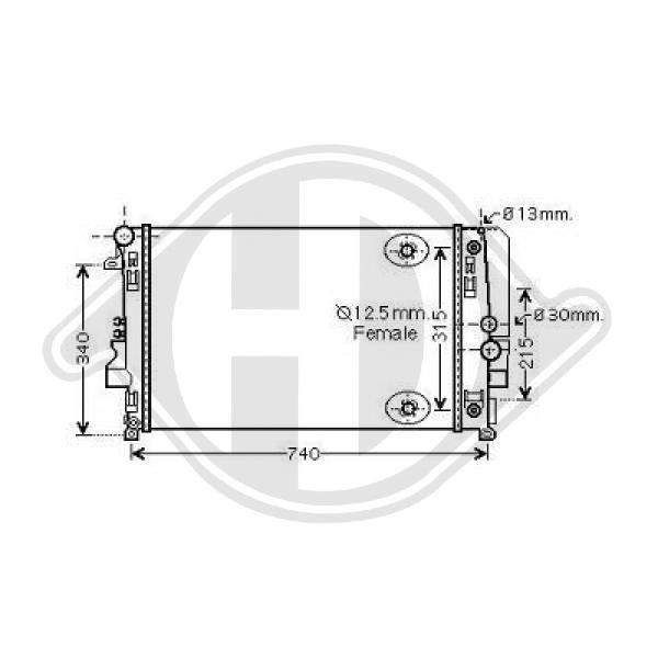 Diederichs DCM2426 Radiator, engine cooling DCM2426