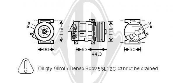 Diederichs DCK1217 Compressor, air conditioning DCK1217
