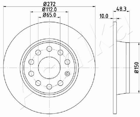Ashika 61-00-0901 Rear brake disc, non-ventilated 61000901