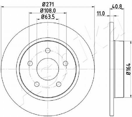 Ashika 61-00-0305 Rear brake disc, non-ventilated 61000305