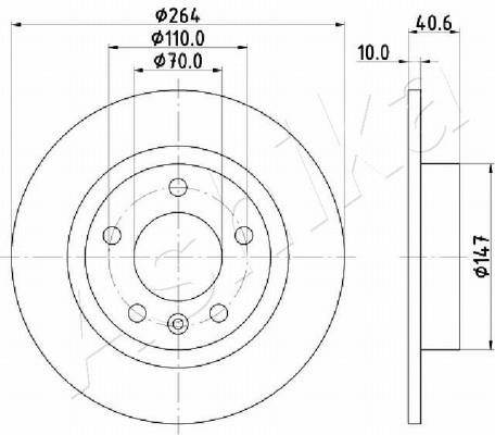 Ashika 61-00-0400 Rear brake disc, non-ventilated 61000400