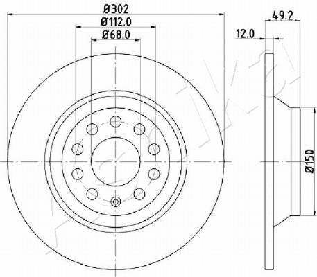 Ashika 61-00-0915 Rear brake disc, non-ventilated 61000915