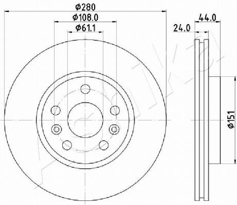 Ashika 60-00-0716 Front brake disc ventilated 60000716