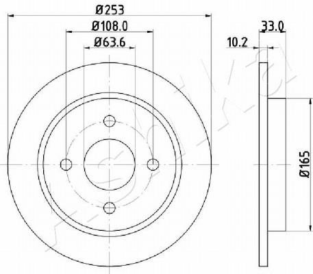 Ashika 61-00-0303 Rear brake disc, non-ventilated 61000303