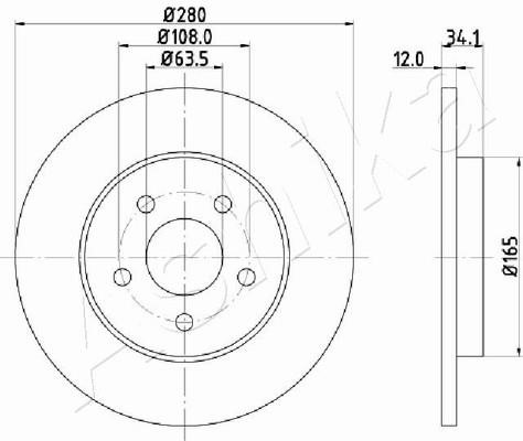 Ashika 61-00-0309 Rear brake disc, non-ventilated 61000309