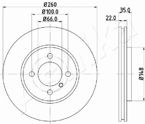 Ashika 60-00-0158 Front brake disc ventilated 60000158
