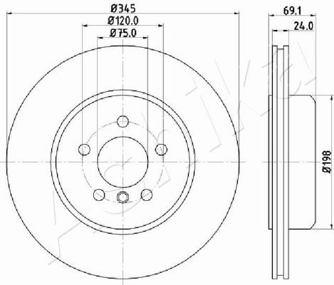 Ashika 61-00-0124 Brake disc 61000124