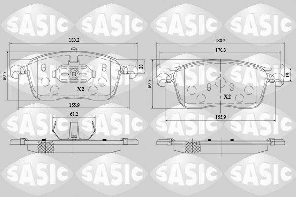 Sasic 6210082 Brake Pad Set, disc brake 6210082