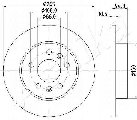 Ashika 61-00-0707 Rear brake disc, non-ventilated 61000707