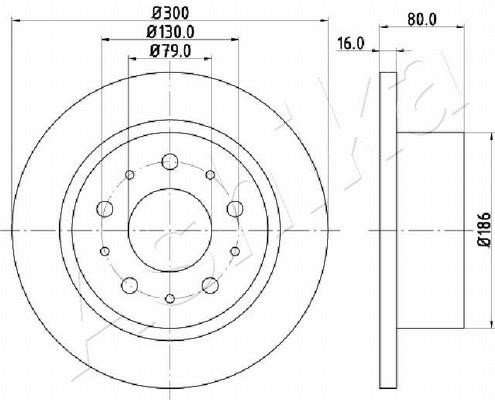 Ashika 61-00-0217 Rear brake disc, non-ventilated 61000217