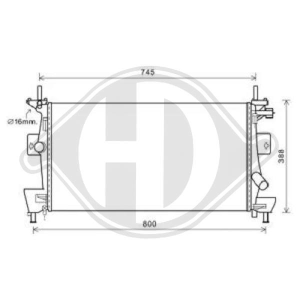 Diederichs DCM2100 Radiator, engine cooling DCM2100