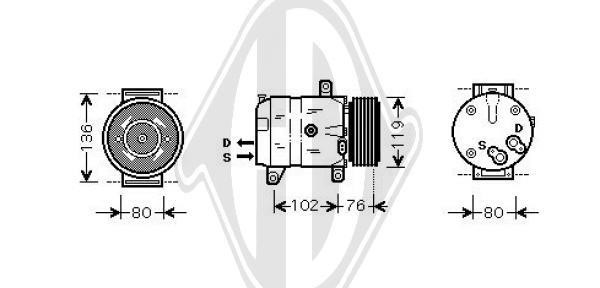Diederichs DCK1462 Compressor, air conditioning DCK1462