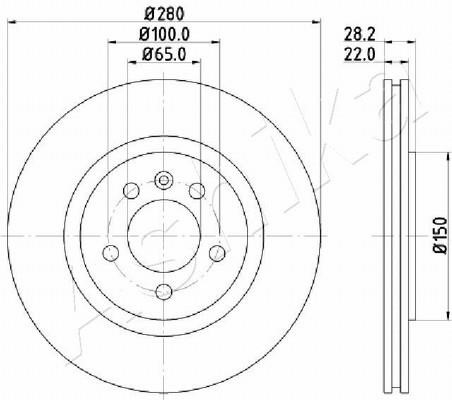 Ashika 60-00-0944 Front brake disc ventilated 60000944