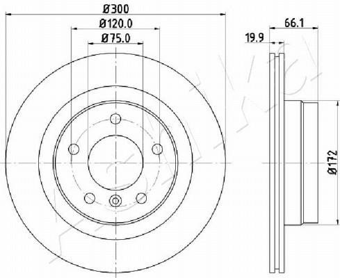 Ashika 61-00-0101 Rear ventilated brake disc 61000101