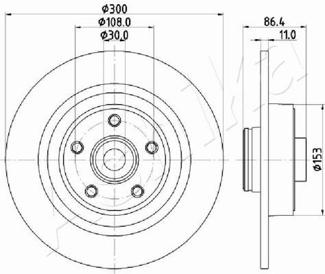 Ashika 61-00-0702 Rear brake disc, non-ventilated 61000702