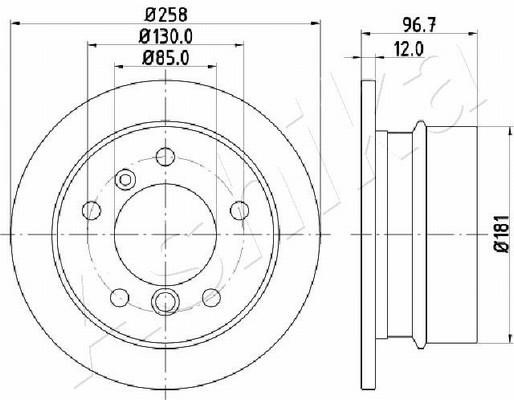 Ashika 61-00-0518 Rear brake disc, non-ventilated 61000518