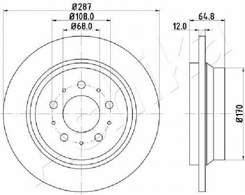 Ashika 61-00-0321 Rear brake disc, non-ventilated 61000321