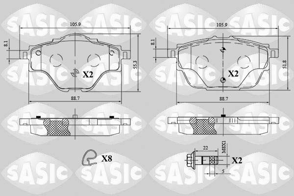 Sasic 6210079 Brake Pad Set, disc brake 6210079