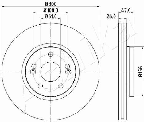 Ashika 60-00-0712 Front brake disc ventilated 60000712