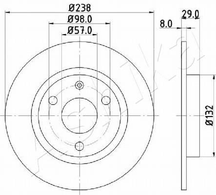 Ashika 60-00-0639C Unventilated front brake disc 60000639C