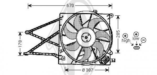 Diederichs DCL1145 Hub, engine cooling fan wheel DCL1145