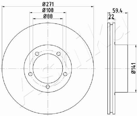 Ashika 61-00-0401 Rear brake disc, non-ventilated 61000401