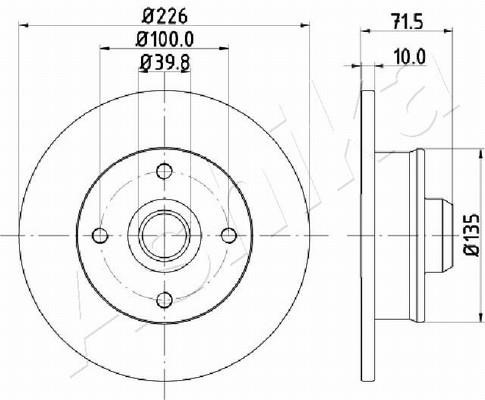 Ashika 61-00-0922 Rear brake disc, non-ventilated 61000922