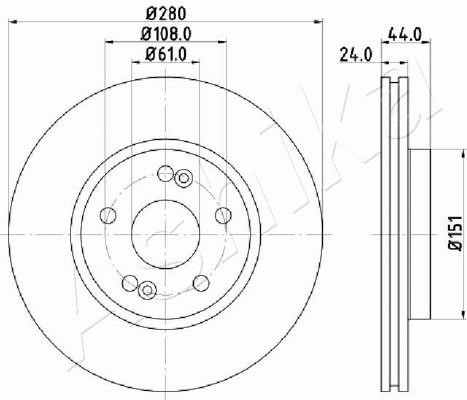 Ashika 60-00-0710 Front brake disc ventilated 60000710