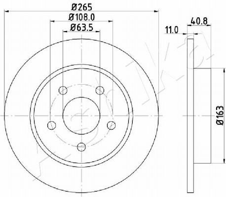 Ashika 61-00-0300 Rear brake disc, non-ventilated 61000300