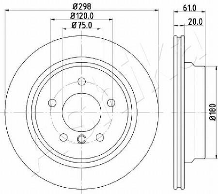 Ashika 61-00-0120 Rear ventilated brake disc 61000120