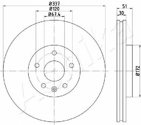 Ashika 61-00-0323 Rear brake disc, non-ventilated 61000323