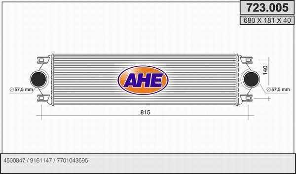 AHE 723.005 Intercooler, charger 723005