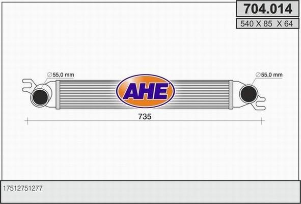 AHE 704.014 Intercooler, charger 704014