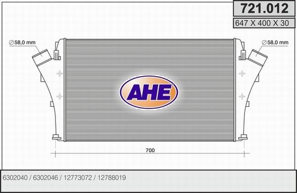 AHE 721.012 Intercooler, charger 721012