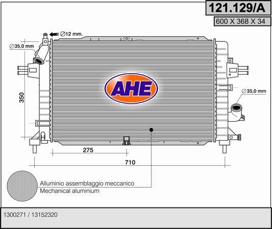 AHE 121.129/A Radiator, engine cooling 121129A