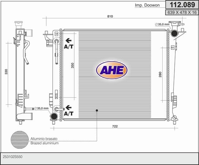 AHE 112.089 Radiator, engine cooling 112089