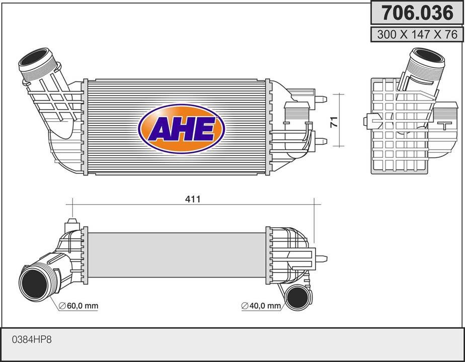 AHE 706036 Intercooler, charger 706036
