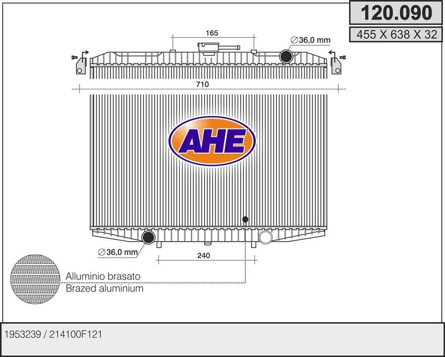 AHE 120.090 Radiator, engine cooling 120090