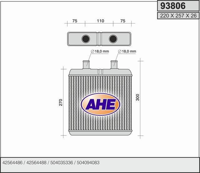 AHE 93806 Heat exchanger, interior heating 93806