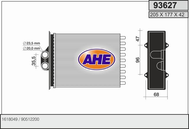 AHE 93627 Heat exchanger, interior heating 93627
