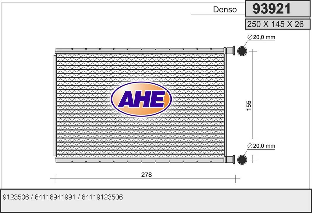 AHE 93921 Heat exchanger, interior heating 93921